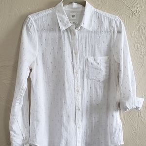 Gap Womens Fitted Boyfriend Shirt - White